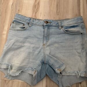 Daily Ritual Light Blue Frayed Jean Shorts